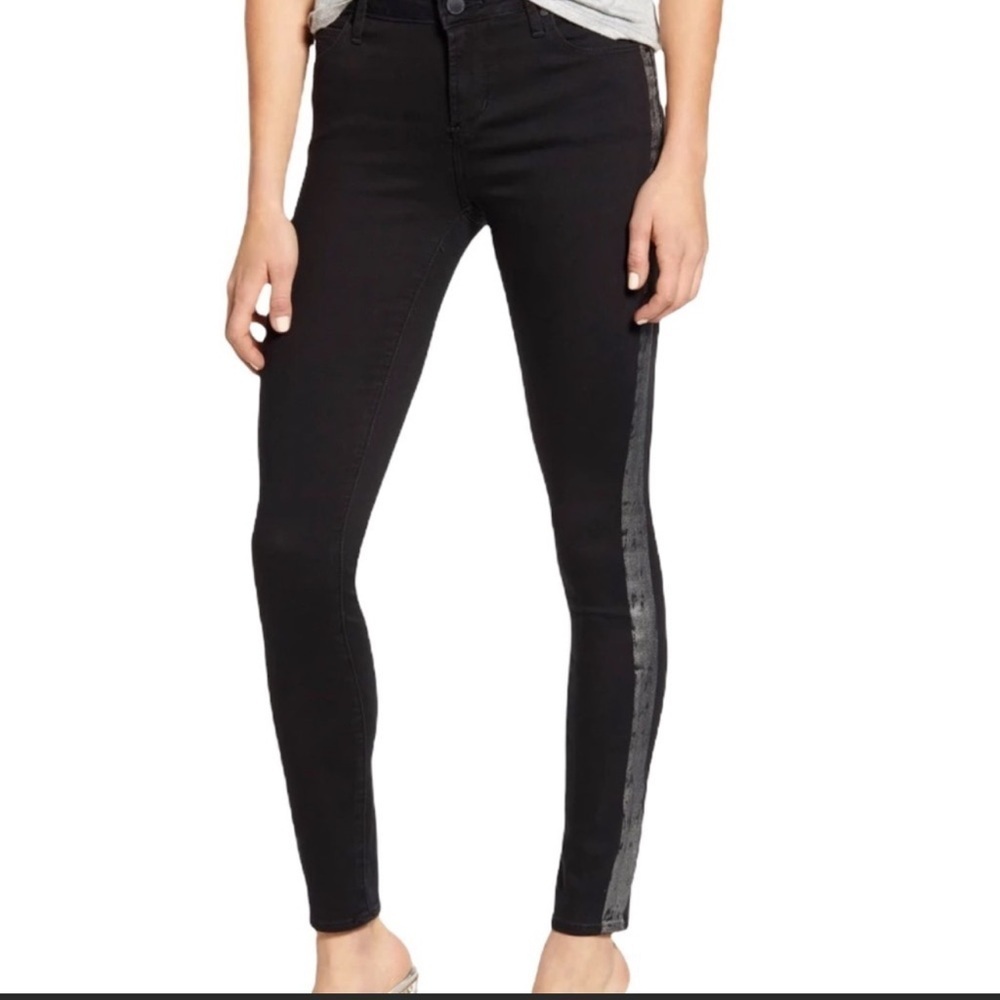 NEW Articles of Society Sarah Skinny Bailey Jeans Black Silver Tuxedo Stripe - Picture 17 of 17